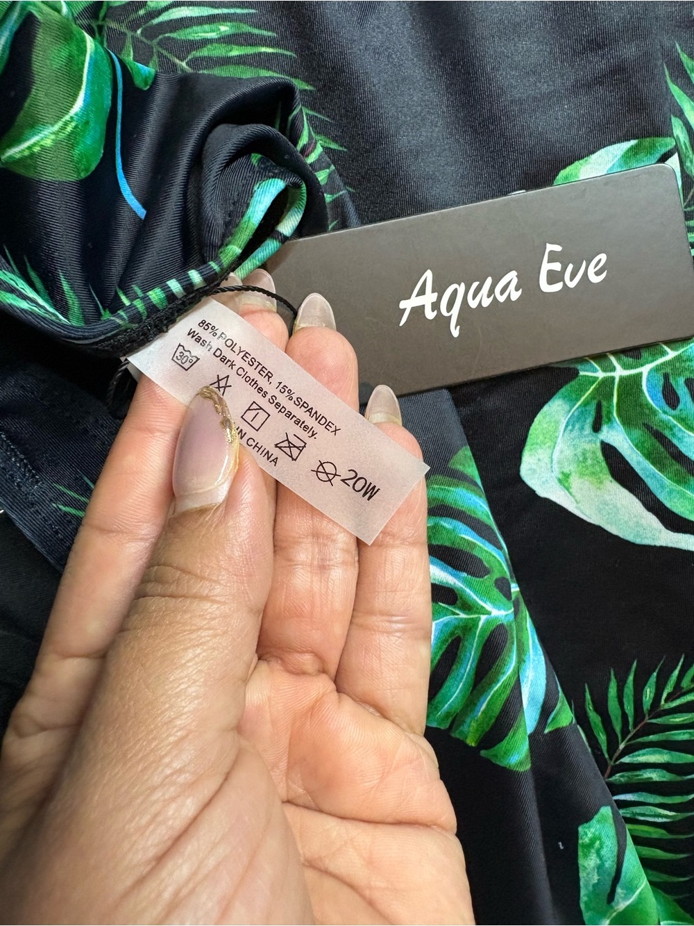 🆕Women's Aqua Eve Plus Size One Piece Bathing Suit w/ Leaf Print Size 20W - Picture 7 of 9